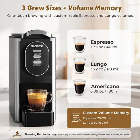 Stainless Steel 20 Bar Espresso Machine for Nespresso Original Pods | ULKA Pump, 1200W PID + NTC Heating, 4 Brew Modes, Programmable Cup Memory & Low-Water Alert for Home or Office Coffee Bars in Saudi Arabia