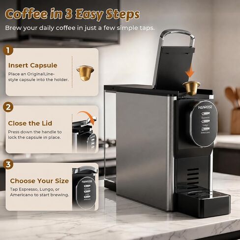 Stainless Steel 20 Bar Espresso Machine for Nespresso Original Pods | ULKA Pump, 1200W PID + NTC Heating, 4 Brew Modes, Programmable Cup Memory & Low-Water Alert for Home or Office Coffee Bars in Saudi Arabia