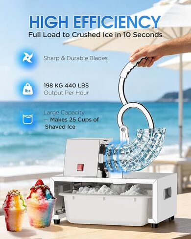 Commercial Snow Cone Machine, 440LB/H Professional shaved ice machine, 350W Electric Ice Crusher, Silver Stainless Steel, Fluffy Shave Ice Machines for Home, Parties, Dessert Shops & Bars in Saudi Arabia