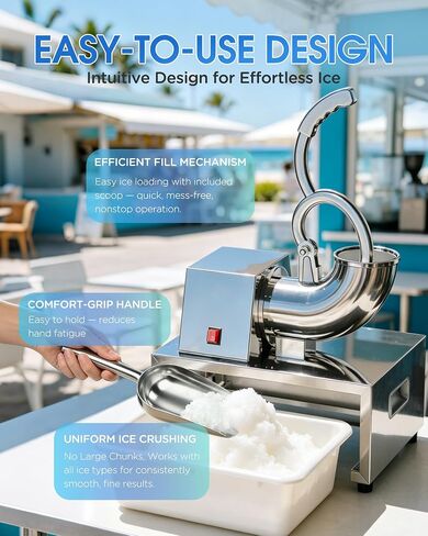 Commercial Snow Cone Machine, 440LB/H Professional shaved ice machine, 350W Electric Ice Crusher, Silver Stainless Steel, Fluffy Shave Ice Machines for Home, Parties, Dessert Shops & Bars in Saudi Arabia