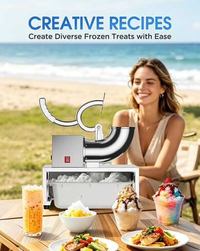 Commercial Snow Cone Machine, 440LB/H Professional shaved ice machine, 350W Electric Ice Crusher, Silver Stainless Steel, Fluffy Shave Ice Machines for Home, Parties, Dessert Shops & Bars in Saudi Arabia