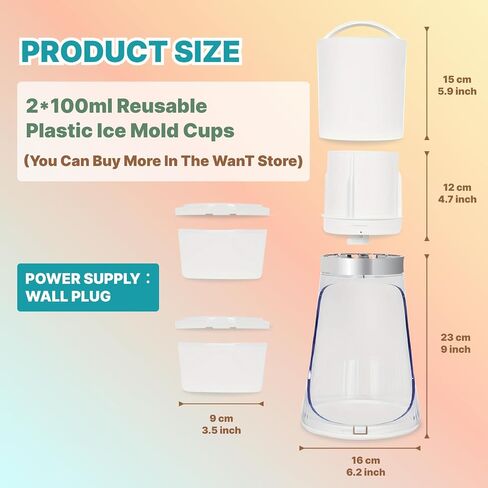 Shaved Ice Machine，Electric Crusher, Home Snow Cone Machine，2 Ice Molds | 2 Reusable Ice Mold Cups for Kids Parties, Family Gatherings, Snow Cones & Gifts, Easy Use, Stainless Steel Ice Shaver Blades in Saudi Arabia