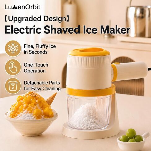 Electric Snow Cone Shaved Ice Machine, Handheld Shaved Ice & Slushy Maker, Premium Portable Ice Shaver Slushie Machine, 1-year Manufacturer’s Warranty, Yellow in Saudi Arabia
