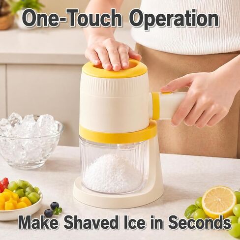 Electric Snow Cone Shaved Ice Machine, Handheld Shaved Ice & Slushy Maker, Premium Portable Ice Shaver Slushie Machine, 1-year Manufacturer’s Warranty, Yellow in Saudi Arabia