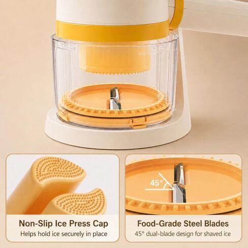 Electric Snow Cone Shaved Ice Machine, Handheld Shaved Ice & Slushy Maker, Premium Portable Ice Shaver Slushie Machine, 1-year Manufacturer’s Warranty, Yellow in Saudi Arabia
