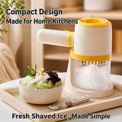 Electric Snow Cone Shaved Ice Machine, Handheld Shaved Ice & Slushy Maker, Premium Portable Ice Shaver Slushie Machine, 1-year Manufacturer’s Warranty, Yellow in Saudi Arabia