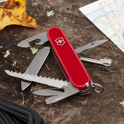 Victorinox Hiker Swiss Army Knife, 13 Function Swiss Made Pocket Knife with 2 Blades, Bottle Opener, Wood Saw and Phillips Screwdriver - Red | multitool made for the outdoors woodsaw for hiking and camping in Kuwait