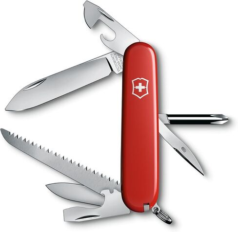 Victorinox Hiker Swiss Army Knife, 13 Function Swiss Made Pocket Knife with 2 Blades, Bottle Opener, Wood Saw and Phillips Screwdriver - Red | multitool made for the outdoors woodsaw for hiking and camping in Kuwait