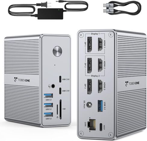 TobenONE DisplayLink Docking Station 3 Monitors with 120W Power Adapter in Saudi Arabia