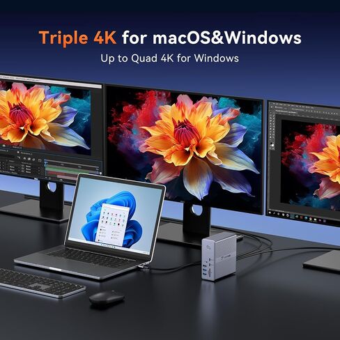 TobenONE DisplayLink Docking Station 3 Monitors with 120W Power Adapter in Kuwait