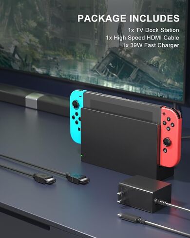 Dock Station for Switch/Switch OLED, Replacement 3-in-1 TV Dock Set with Original IC Module, AC Charger & High-Speed HDMI Cable for 1080P HD Output & Console Charging（Not Compatible with Switch 2） in Saudi Arabia