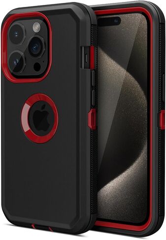 Jiunai for iPhone 15 Pro Max Case Heavy Duty Drop Protection Sports Black | Drop Protection Screenless Dual Layer Shockproof Sports Rugged Bumper Dust Proof Cell Phone Case for iPhone 15 Pro Max 6.7'' in Saudi Arabia