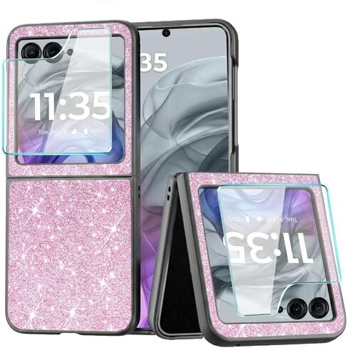 Clear for Motorola Razr 2025/Razr 2024 Case, Moto Razr 2025 Slim Phone Cases with Front Screen Protector, Moto Razr 2024 5G Hard PC Bumper Shockproof Protective Cover,Transparent in Saudi Arabia