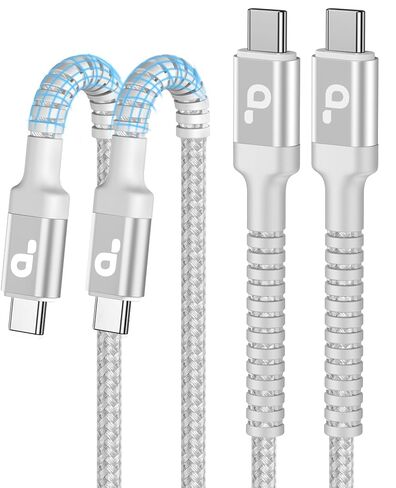 USB to USB C Cable 3A Fast Charging, USB A to USB C Cord [2 Pack, 6FT] | Upgraded Extra Durable Braided USBC Cable Compatible with iPhone 17 16 15 Pro Max, Samsung Galaxy S26 S10 and More-Grey in Saudi Arabia