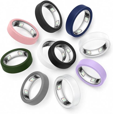10-Pack Flexible Silicone Covers Compatible with Oura Ring 5,8 Colors Set | Ultra Thin Soft Ring Guard Case Accessories Protector for Oura Ring Gen 5 Women Men,Support Charging with Cover on in Kuwait