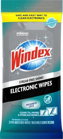 Windex Electronic Cleaning Wipes, Pre-Moistened Screen Wipes for TVs, Phones, and Other Electronics, Resealable for a Freshness Lock, 25 Count in Saudi Arabia