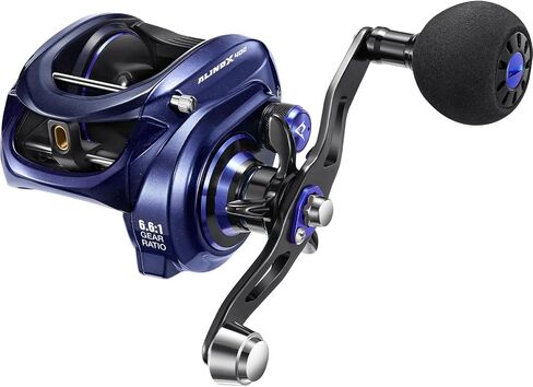 Piscifun Alinox 400 Baitcasting Reel, 38LB Drag, Aluminum Frame | Freshwater saltwater, line cast alarm, 8+1 bearings, 6.6/8.1 ratios, low-profile body in Kuwait