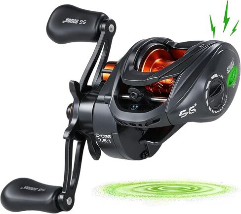 بكرة SOUGA DC Baitcaster، بكرة رقمية ذكية مضادة لرد الفعل العكسي، 7.5:1 سرعة عالية، 8+1 محامل، أقصى سحب 18 رطل، بكرة ألومنيوم CNC، إنذار خطي، بكرة صيد منخفضة المستوى للباس والمبتدئين in Kuwait