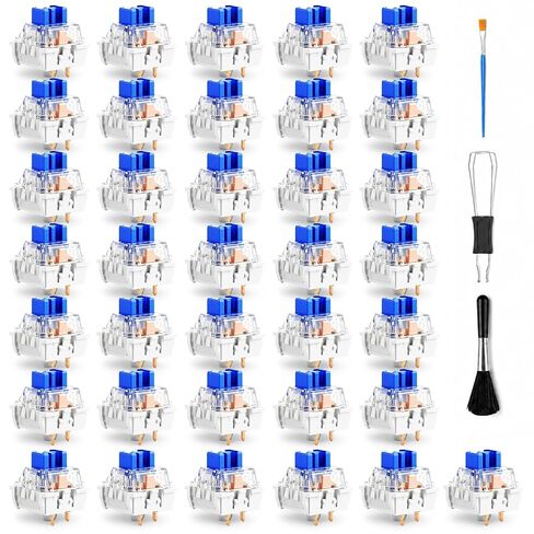 Adkoat® 60PCS Blue Mechanical Keyboard Switches - Clickers for 3D Prints | Fidget Clicker Insert - 3/5 Pin Compatible Clicky Replacement Tactile Switches Set with Switch Puller, Cleaning & Lube Brush in Kuwait
