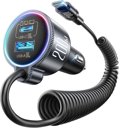 FLYLEAD 200W Car Charger USB C Fast Charge, [GaN] PD100W Fast Car Charger | Cigarette Lighter Phone Charger Adapter for iPhone 17/16/15 Pro Max, MacBook Pro Air Laptop, Samsung S26/S25, Pixel, iPad Pro in Saudi Arabia