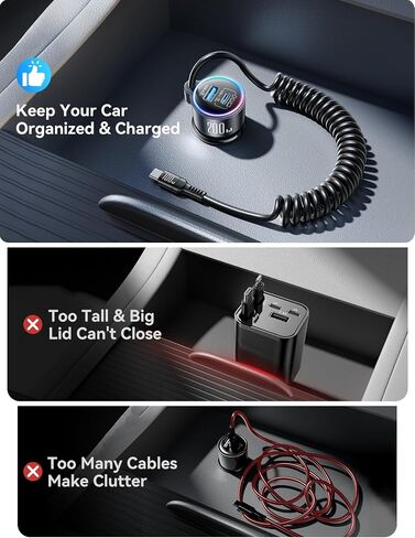 FLYLEAD 200W Car Charger USB C Fast Charge, [GaN] PD100W Fast Car Charger | Cigarette Lighter Phone Charger Adapter for iPhone 17/16/15 Pro Max, MacBook Pro Air Laptop, Samsung S26/S25, Pixel, iPad Pro in Saudi Arabia