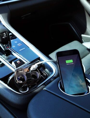 USB C Car Charger, 2 Sockets Cigarette Lighter Splitter 12/24V 80W Dual USB Type-C Ports Separate Switch LED Voltage Display Built-in Replaceable 10A Fuse Compatible Mobile Phone GPS Dash Cam in Kuwait