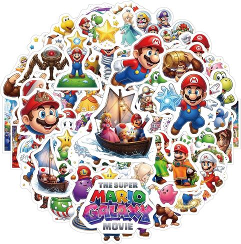 100Pcs Mario Galaxy Stickers Set, Cute Waterproof Sticker, DIY Decoration of Items Like Notebooks, Phone, Water Bottles and Helmets, Great Party Favors for Movie Fans in Saudi Arabia
