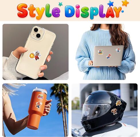 100Pcs Mario Galaxy Stickers Set, Cute Waterproof Sticker, DIY Decoration of Items Like Notebooks, Phone, Water Bottles and Helmets, Great Party Favors for Movie Fans in Saudi Arabia