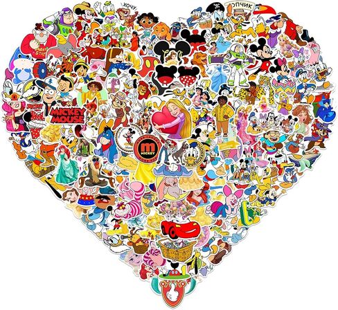 200Pcs Kids Stickers Pack Princess Stickers Cute Cartoon Characters Deals Movie Decal Childrens Decorative Sticker for Kids Teens Adults Waterproof Sticker for Water Bottle Laptop Luggage in Saudi Arabia