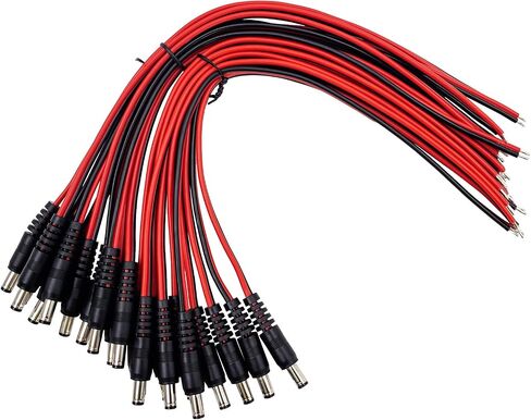 12V 5A DC Pigtail Power Cord, Real 18AWG, 10 Pairs | Male Female Barrel Plug Connector, 5.5mm x 2.1mm Power Adapter Connectors, For CCTV Security Camera in Saudi Arabia