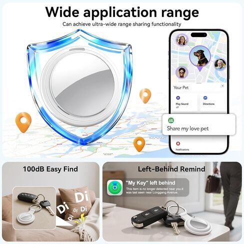 Air Tracker Tags-4 Pack, Item Finders Works with Apple Find My(iOS Only), Air Tracker Tags with 4 Case, Bluetooth Tracker Keys Finder and Item Locator & GPS Trackers for Kids/Pets/Dog/Luggage/Wallet in Kuwait