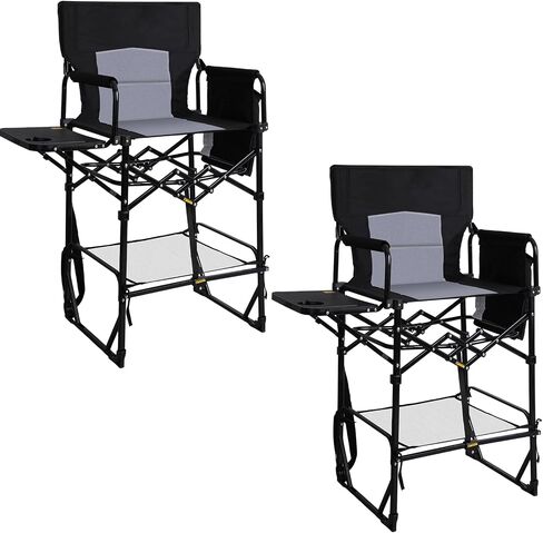 2Pack Director Chairs for Outdoor, Folding Camping Chair, Compact Directors Chair Side Table and Side Bag, Heavy Duty Oversize Chair for Beach Fishing Picnic, Holds up to 400 lbs Black in Saudi Arabia
