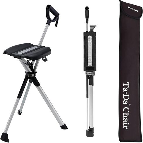 Ta-Da Chair Series 2- Portable Walking Stick, Cane with Seat, Foldable Chair, Hiking Stick, for Camping, Hiking, Lightweight Aluminum, Easy Carry, Anti-Slip in Kuwait