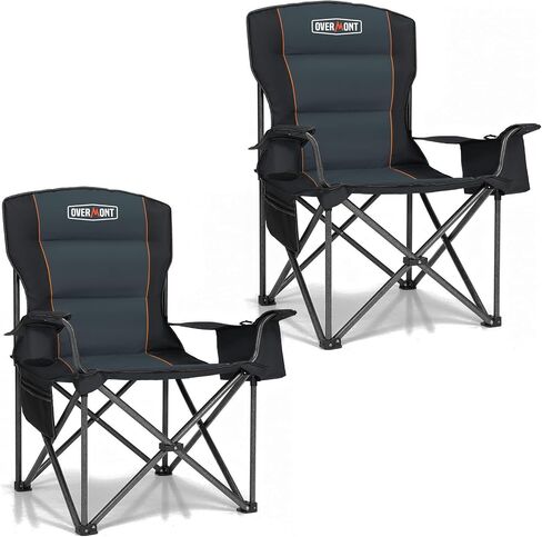 Overmont Oversized Camping Chair for Adults, Heavy Duty Folding Camp Chair Supports 500 LBS, Fully Padded High Back with Cooler Bag, Cup Holder, Side Pockets & Carry Bag in Saudi Arabia