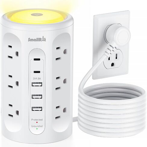 Power Strip with USB Ports,Extension Cord with Multiple Outlets (12AC+3A+2C), 6.5 FT Desk Black Power Strip Tower Charging Station for Home, Office, College Dorm Essentials in Saudi Arabia