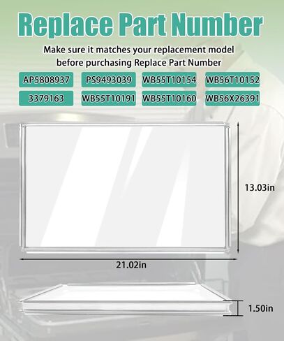 WB56X22160 Range Oven Inner Door Glass, Window Pack, Double-Layer Glass | Oven Glass Door Window, Door Glass, Range, Electric Oven, Wall Oven, WB55T10154, WB56T10152, WB56X26391, 3379163, AP5808937 in Saudi Arabia