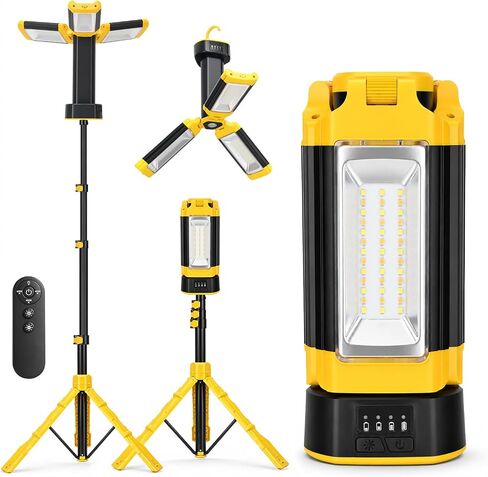 12000mAh Rechargeable Camping Light with Stand 73.2'' | 3200 Lumen Camping Lantern, LED Work Light, Telescopic Detachable Tripod, Remote, Portable Camping Lamp Gear, Grey in Kuwait