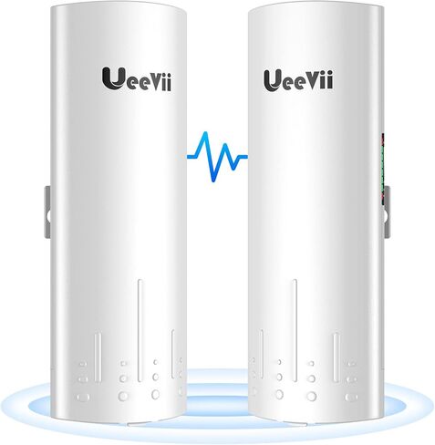UeeVii 5KM Dual Gigabit Point to Point Wireless Bridge Complete Kit CPE688 | Designed for Barn/CCTV/Shop, with AX3000 WiFi 6 Router, Adjustable Brackets Included, 24V/48V POE Power Supply in Saudi Arabia