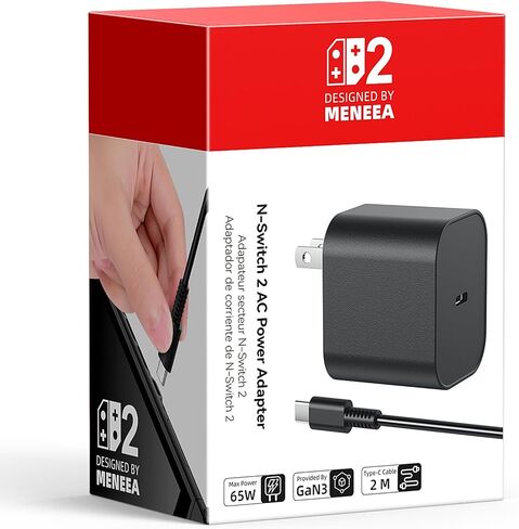 60W Switch 2 Charger with 10 ft(3m) Long Cable - Upgraded GaN AC Adapter, PD3.0 Fast Charger Powers Sw2 4K TV Mode, Compatible with Nintendo Switch/OLED/Lite, Steam Deck OLED (60W(10FT)) in Kuwait
