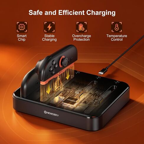 NEWDERY Controller Charger for Nintendo Switch 1/2 Joy Con, Charging Dock | 8 in 1 Fast Charging Station | Magnetic Snap | USB C Cable | LED Indicators | Organizer Stand Accessories | for Joy Con 2/1 in Saudi Arabia