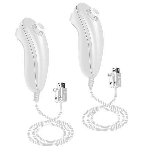 Nunchuck Controller, 2 Pack Nunchuck Controller Replacement for wii Nunchuck Controller Joystick Gamepad, Compatible with Nintendo Wii & Wii U Console (Black+White) in Saudi Arabia
