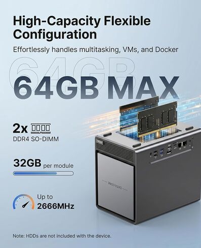 ACEMAGIC NAS N3A 4-Bay Desktop Network Attached Storage Home & Office Backup Hub,Protect Data, Up to 136TB NAS 4×HDD+2×M.2 Slots, Dual 2.5G+1G LAN, 8GB DDR4,128GB PCIe3.0 SSD, Diskless in Saudi Arabia