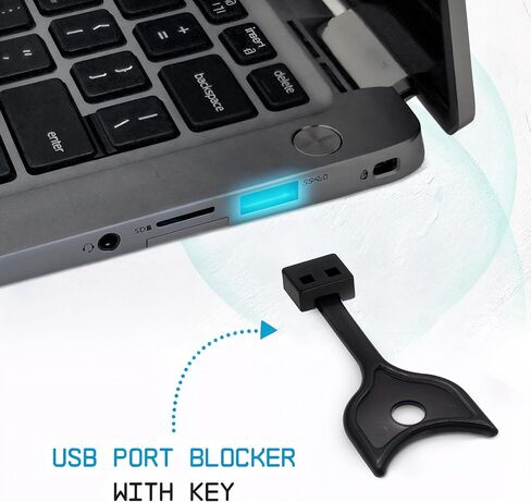 USB A Port Blockers 10 Pack, Security Locks with Removal Key, Black | Keyed USB port security, helps deter unauthorized access and data connections, removable reusable design in Kuwait