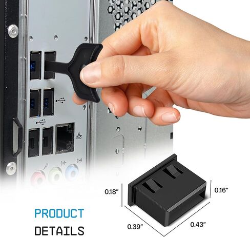 USB A Port Blockers 10 Pack, Security Locks with Removal Key, Black | Keyed USB port security, helps deter unauthorized access and data connections, removable reusable design in Kuwait