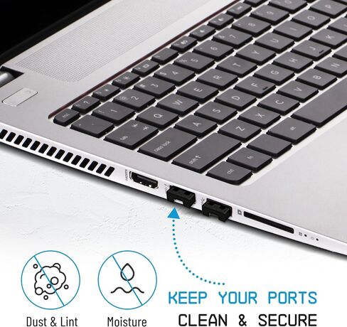 USB A Port Blockers 10 Pack, Security Locks with Removal Key, Black | Keyed USB port security, helps deter unauthorized access and data connections, removable reusable design in Kuwait