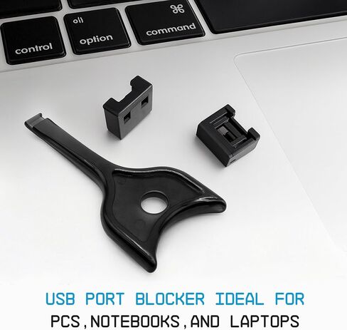 USB A Port Blockers 10 Pack, Security Locks with Removal Key, Black | Keyed USB port security, helps deter unauthorized access and data connections, removable reusable design in Kuwait