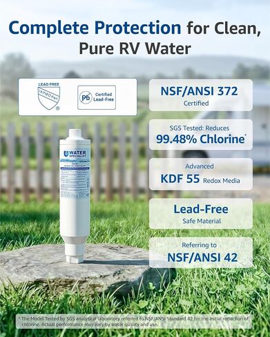 Waterspecialist RV Inline Water Filter, Garden Hose & Camper Water Filter | NSF/ANSI Certified, Reduces Chlorine, Odor, Bad Taste and Sediment in Drinking Water, with Flexible Hose Protector in Saudi Arabia