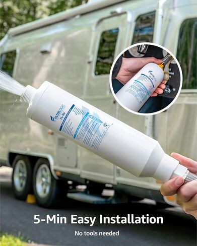 Waterspecialist RV Inline Water Filter, Garden Hose & Camper Water Filter | NSF/ANSI Certified, Reduces Chlorine, Odor, Bad Taste and Sediment in Drinking Water, with Flexible Hose Protector in Saudi Arabia