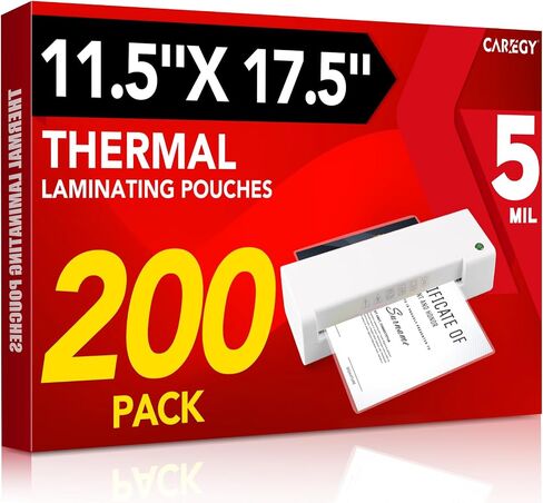 CAREGY 100 Pack Laminating Sheets, Hold 11 x 17 Inch Sheet | 5 Mil Clear Thermal Laminating Pouches 11.5 x 17.5 Inch Lamination Sheet Paper for Laminator, Round Corner in Saudi Arabia