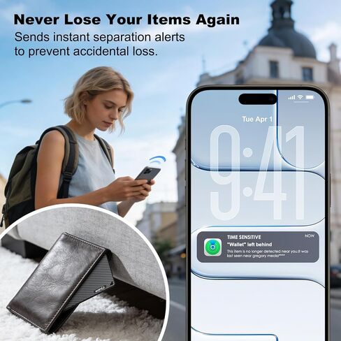 متعقب المحفظة لـ Apple Find My، [معتمد من Apple MFi]، iOS فقط | بطارية أكثر من 5 سنوات، جهاز تتبع البطاقة الذكية فائق النحافة للجدار، بطاقة تتبع المحفظة للمحفظة، جواز السفر، الأمتعة، المحفظة وحقيبة الظهر in Kuwait